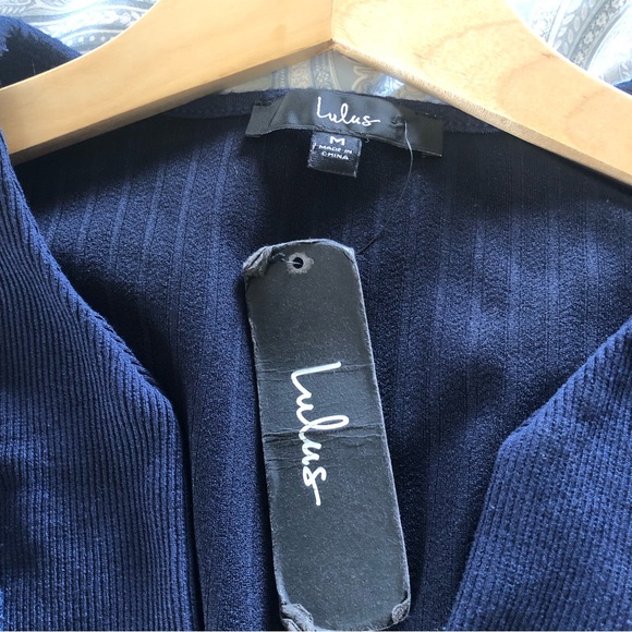 NWT Lulus | One Last Chance Jacquard Knit Navy Blue Romper - Picture 5 of 8